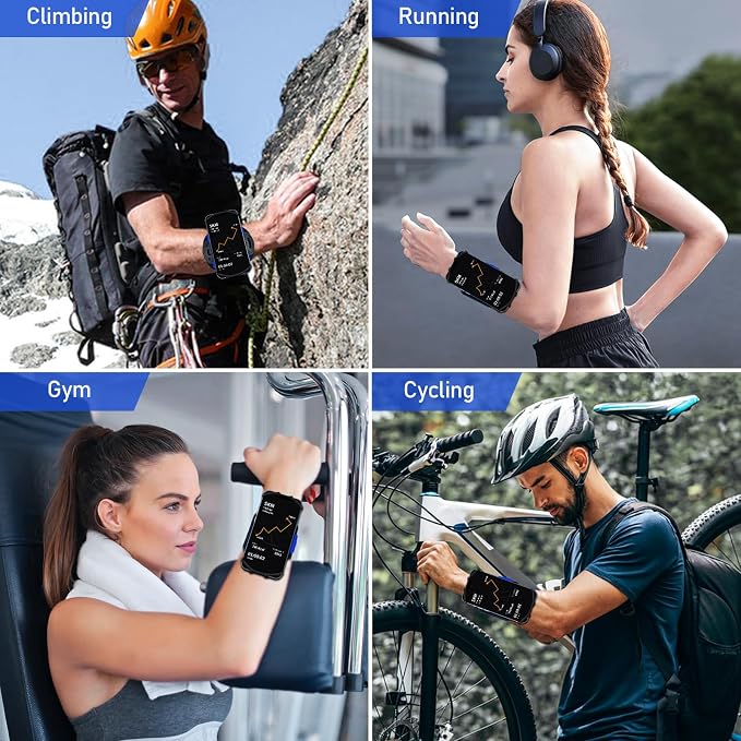 Running Phone Holder Wristband,Forearm Armbands 360° Rotatable & Detachable Compatible with All 4.5-7 inch Phone for iPhone 16/15/14/Pro/ProMax/13/12/11/mini/Pro Max/XS/XR,for Workout Cycling
