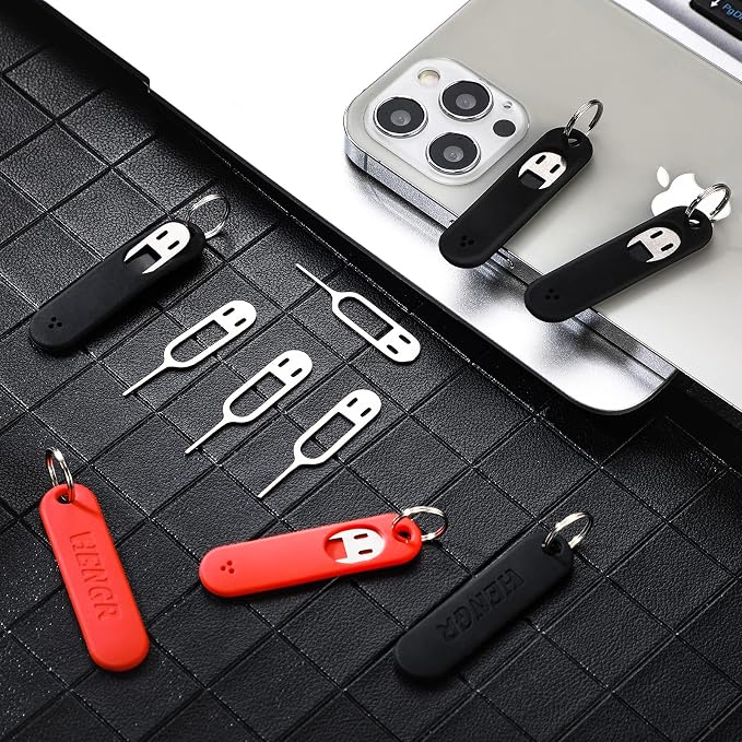 Sim Card Removal Tool Phone Chip Remover Unlock Chip Sim Card Tray Eject Pin Tool Needle Opener Ejector with Detachable Keychain Charm for Smart Phone, 4 Pieces
