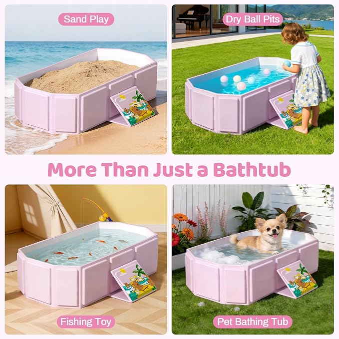 Portable Bathtub, Foldable Bathtub No Installation, Bathroom SPA Soaking Tub, Shower Stall Collapsible Hot & Ice Bath Tub (Light White, 29.5"L x 17.7"W x 9.8"H)