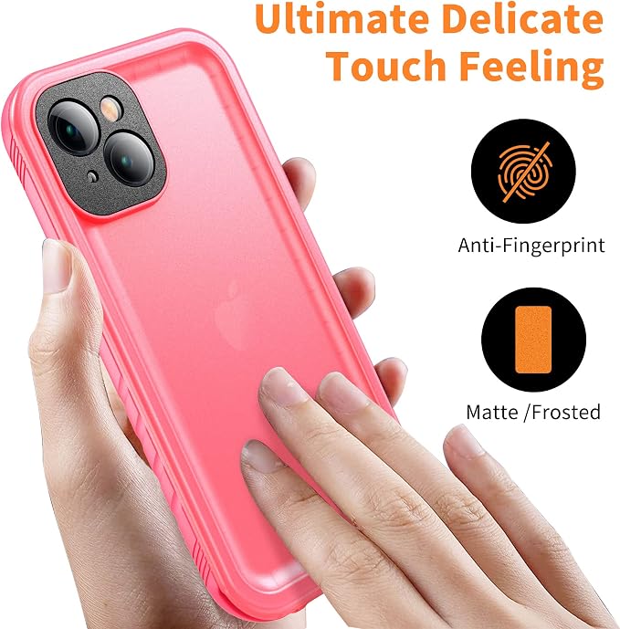 Cozycase Compatible with iPhone 13 Waterproof Case - Full Body Dustproof Shockproof Rugged Waterproof Case for iPhone 13 6.1 Inch Pink