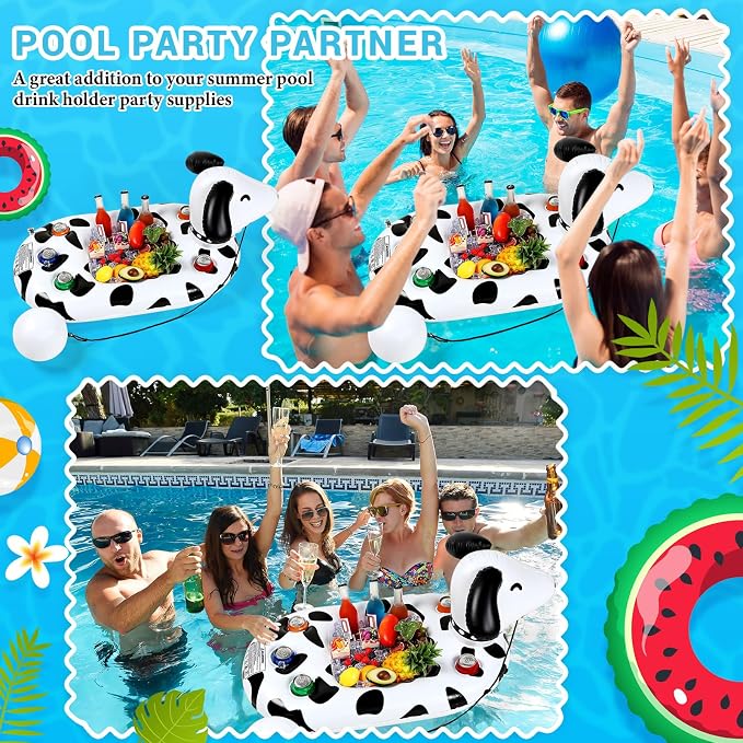 FillTouch Floating Drink Holder for Pool, Floating Cabana Bar, Hot Tub Drink Holder for Adults, Inflatable Pool Accessories(Dog)