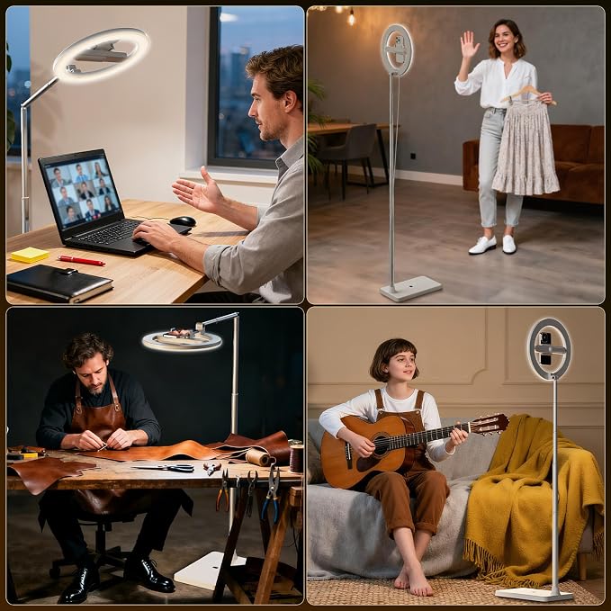 10" Selfie Ring Light with Stand, Tall Adjustable Overhead Phone Mount with LED Light, Phone Holder with Camera Remote for TikTok, YouTube, Live Streaming, Video Recording