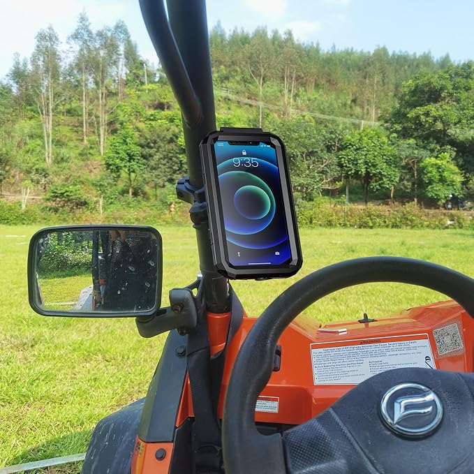 Hamdril UTV Phone Mount with Waterproof Protector, 360 Degree Adjustable Holder, Compatible with 1.5-2inch Roll Bar, SXS/Polaris RZR 900 1000 XP/Can-am for 4.0"-6.3" Cell Phone