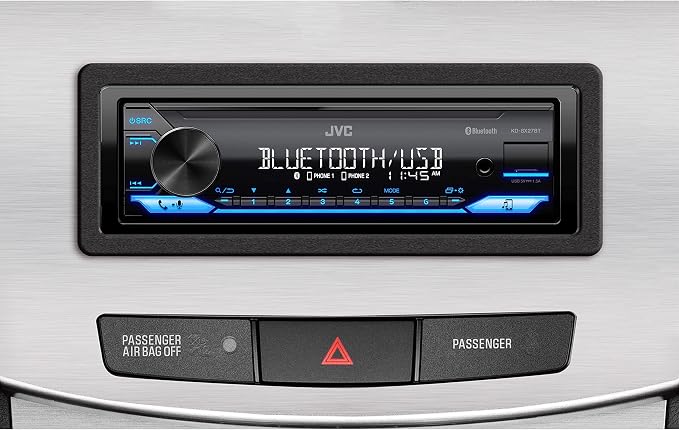 JVC KD-SX27BT Car Stereo with Bluetooth, 100W Digital Media Receiver, 1.5A USB to Charge Devices, Single DIN Head Unit, AM/FM, Aux-in, JVC Remote App