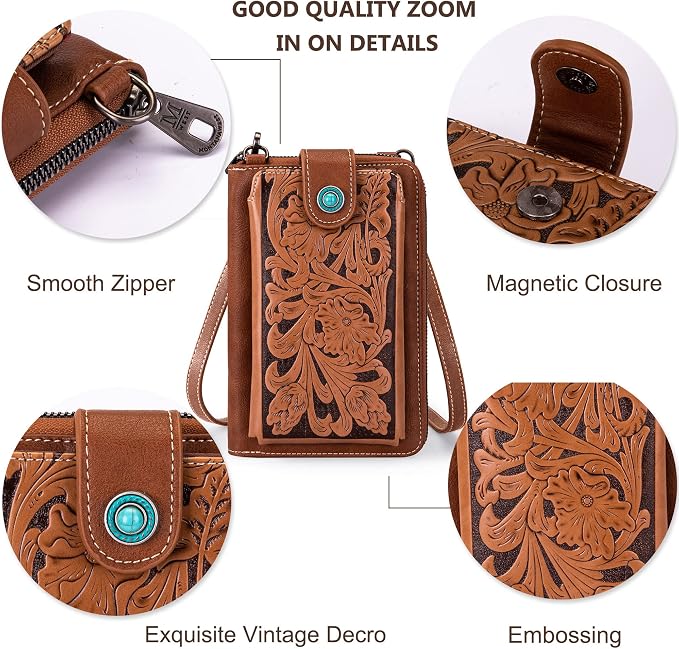 Montana West Small Crossbody Bags for Women Western Handbag with Cash Slots
