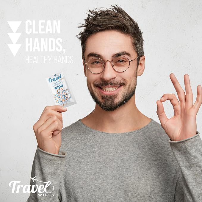 Hand Sanitizing Travel Wipes β 15ct Individually Wrapped | Fragrance-Free, Moisturizing, 70% Isopropyl Alcohol Wipes | Travel, Home, Office, Daily Use | Made in USA