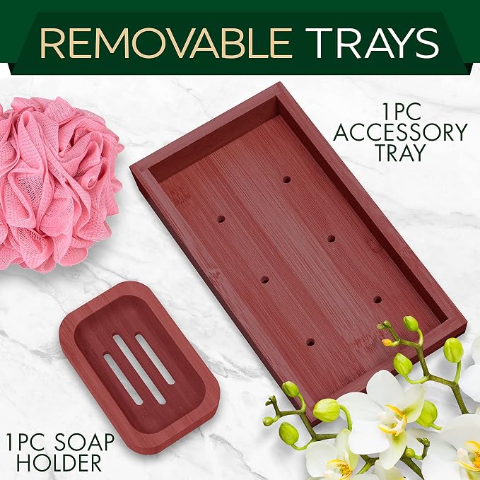 SereneLife Premium Bathtub Tray Caddy with Gift Box and Bow Set, Expandable Bath Tray, Unique House Warming Gifts for Mom, Women, Wedding, Anniversary, Bridal Shower, Fit for All Tub - Stain Brown