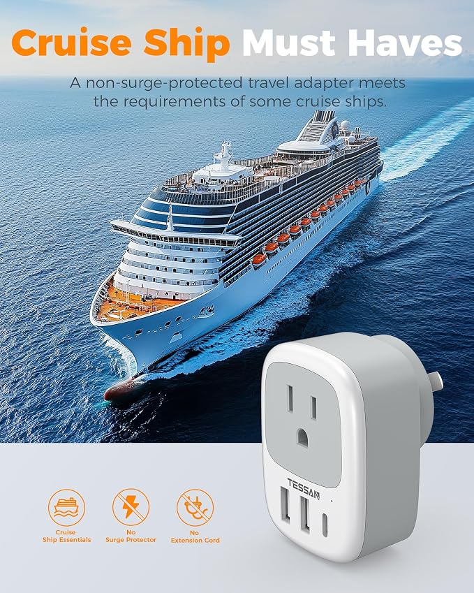 TESSAN Australia New Zealand Power Adapter, 3 Pack, Type I