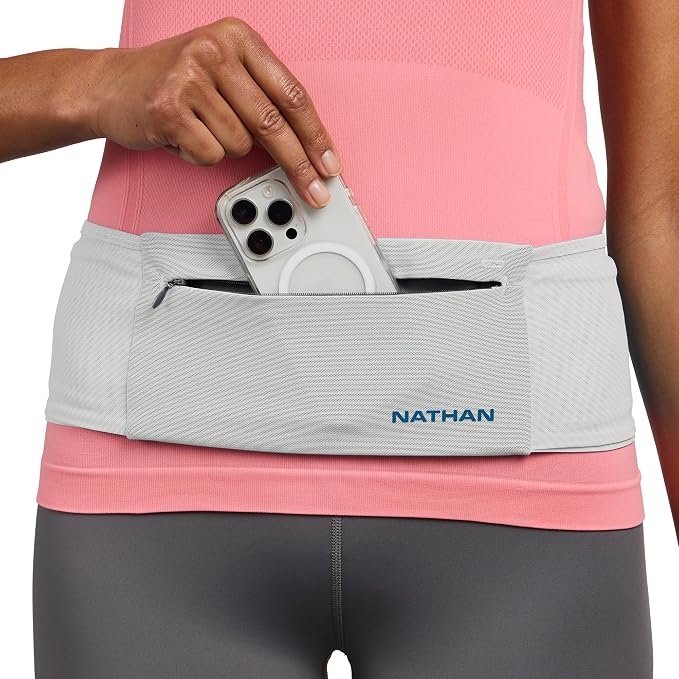 Nathan Zipster Max Running Belt, Running Belts for Women and Men, Bounce-Free Waist Pack with Extra Large Zipper Pocket, Smartphone Storage, Walking, Gym, Hiking