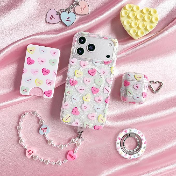 VELVET CAVIAR Compatible with MagSafe Phone Grip 2.0 | Cute Magnetic Ring Holder | Finger Loop Kickstand | Pop On Accessory for iPhone 17, 16, 15, 14, 13, 12 | Sweet Hearts