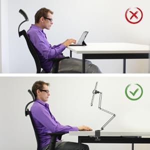 KABCON Tablet Stand-Holder Mount with Grip Extended Long Arm,Compatible with iPad Pro Mini Air,Galaxy Tabs,Microsoft Surface Pro Go,4-13''Cell Phones & Tablets for Table Bed Desk