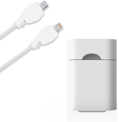 2-in-1 Power Adapter Silicone Charger Protective Case, Compatible with 18W and 20W Chargers, Fits iPhone 11, 12, 13, 14 Pro Max - 1.65 x 1.1 inches (excluding Charger) (Black)