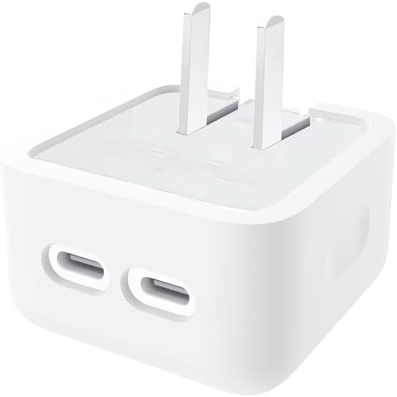 Silicone Protective Case Cover for Apple 35W Double USB-C Power Adapter,Shockproof Drop-Resistant Dust-Proof All-Round Protection Skin Shell (White)