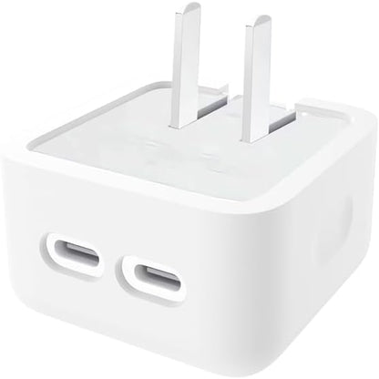 Silicone Protective Case Cover for Apple 35W Double USB-C Power Adapter,Shockproof Drop-Resistant Dust-Proof All-Round Protection Skin Shell (White)