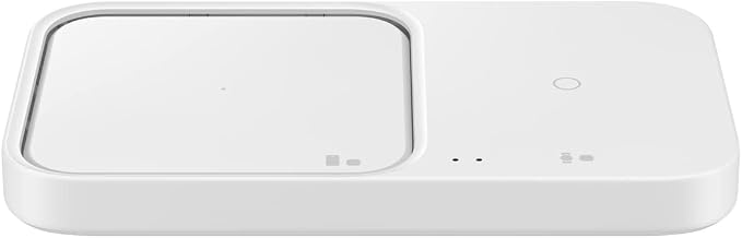 Samsung 15W Wireless Charger Duo w/USB C Cable, Dual Charging, Cordless Super Fast Charging Pad for Galaxy Phones and Devices, Compact Design, LED Indicator, 2022, US Version, White