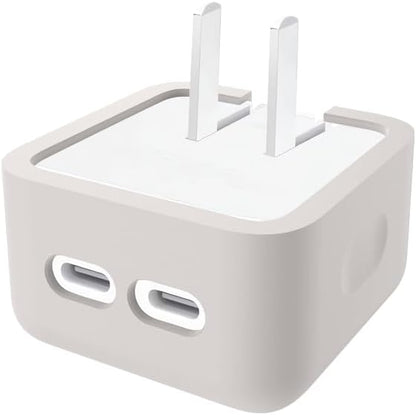 Silicone Protective Case Cover for Apple 35W Double USB-C Power Adapter,Shockproof Drop-Resistant Dust-Proof All-Round Protection Skin Shell (Gray)