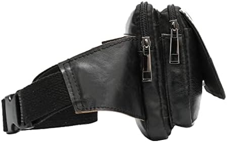 Hebetag Leather Waist Pack Fanny Bag for Men Women Outdoor Travel Sports Running Walking Hiking Hip Bum Belt Slim Cell Phone Purse Casual Waist Wallet Pouch (#13Black)