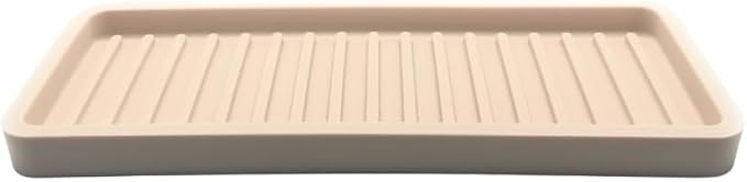Happitasa Silicone Kitchen Sink Organizer Tray, Sponge Holder and Countertop Protector | Bathroom and Kitchen Soap Dish and Dispenser Tray (Sand Dollar, 9"x3.5", 5.6 Ounces)