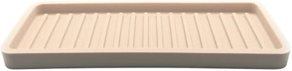 Happitasa Silicone Kitchen Sink Organizer Tray, Sponge Holder and Countertop Protector | Bathroom and Kitchen Soap Dish and Dispenser Tray (Sand Dollar, 9"x3.5", 5.6 Ounces)