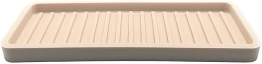 Happitasa Silicone Kitchen Sink Organizer Tray, Sponge Holder and Countertop Protector | Bathroom and Kitchen Soap Dish and Dispenser Tray (Sand Dollar, 9"x3.5", 5.6 Ounces)