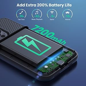 Feob Battery Case for iPhone 14 Pro(6.1inch),Powerful 7200mAh Ultra-Slim Battery Charging Case,Rechargeable Protective Extended Charger Cover for iPhone 14 Pro-Black