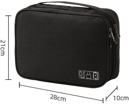 Cable Organizer Case – Double-Layer Cord Travel Storage Bag for Tech Accessories, Electronics, Chargers, Cables, Laptop & Tablet – Weatherproof & Portable Case for Travel