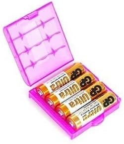 Heyiarbeit AA/AAA Battery Organizer Box PP Battery Storage Case Battery Holder Storage for Carrying Battery Rose Red 5Pcs