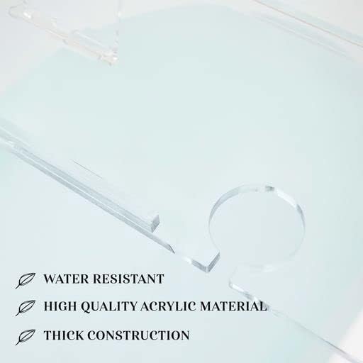 36" Supreme - Clear Acrylic Bathtub Tray Caddy Tub Shelf, Spa Board Luxury Bathroom Bath tub Table, Fits Across Bathtubs, Book, iPad and Wine Glass Holder (Supreme, 36")