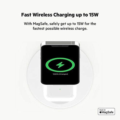Belkin MagSafe 2-in-1 Wireless Charging Stand for Apple iPhone 17, iPhone 16, iPhone 15, iPhone 14 Series & AirPods - MagSafe Fast Charging Station for Multiple Devices - Black (Certified Refurbished)
