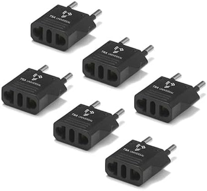 United States to Indonesia/Bali Travel Power Adapter to Connect North American Electrical Plugs to Indonesian Outlets for Cell Phones, Tablets, eReaders, and More (6-Pack, Black)