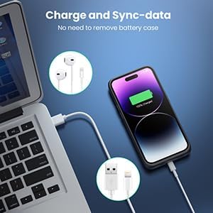 Feob Battery Case for iPhone 14 Pro(6.1inch),Powerful 7200mAh Ultra-Slim Battery Charging Case,Rechargeable Protective Extended Charger Cover for iPhone 14 Pro-Black