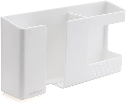 Strong Adhesive Wall Mount Phone Holder D3 Punch-Free Bedside Phone Shelf with Charging Port, Sticky Remote Control Storage Box, Bathroom & Kitchen Wall Organizer (2 Pack-White)