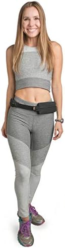 SPIbelt Double Pocket Running Belt, Women Men, Expandable Dual Pockets, Adjustable Waist, No Bounce, Black with Black Zipper