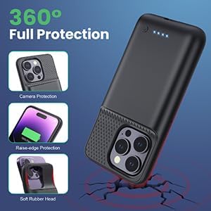 Feob Battery Case for iPhone 14 Pro(6.1inch),Powerful 7200mAh Ultra-Slim Battery Charging Case,Rechargeable Protective Extended Charger Cover for iPhone 14 Pro-Black