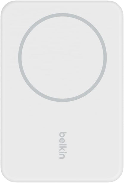 Belkin Portable Charger, Wireless Power Bank 5000 mAh MagSafe Charger 7.5W, Built-in Pop-up Kickstand - iPhone 17, Air, Pro, Pro Max, AirPods, Apple Watch, Google Pixel 10, etc. - White