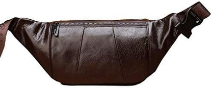 Hebetag Leather Fanny Pack Waist Bag for Men Women Outdoor Travel Walking Hiking Camping Phone Pouch Wallet Casual Daypack (Coffee)