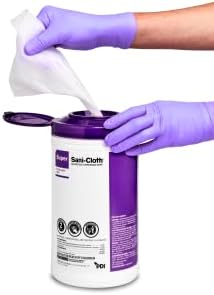 Super Sani- Cloth Germicidal Disposable Wipe, X-Large 5'' x 8'' Wipe, Pop Up Dispenser of 65
