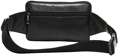 Hebetag Leather Waist Pack Fanny Bag for Men Women Outdoor Travel Sports Running Walking Hiking Hip Bum Belt Slim Cell Phone Purse Casual Waist Wallet Pouch (#13Black)