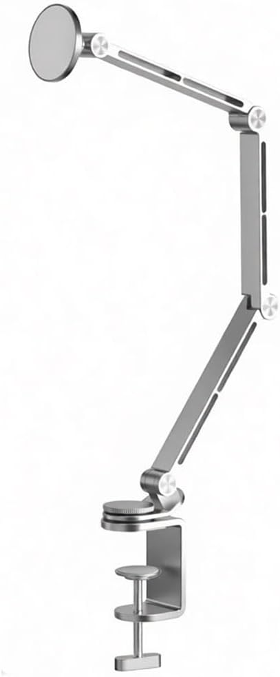 Magnetic Heavy Duty Metal Phone/Tablet Holder for Bed Adjustable Foldable Stand for Desk Aluminum Universal Lazy Bracket 360° Rotation Flexible Long Arm (Silver, Magnetic)