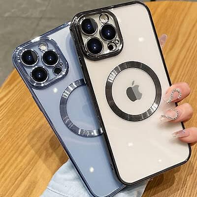 Luxury Plating Clear Magnetic Wireless Charge Case for iPhone 14 Series Soft Silicone Cover (iPhone 14 Plus)