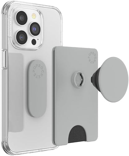 PopSockets Adhesive Phone Wallet and Card Holder with Grip - Tech Grey