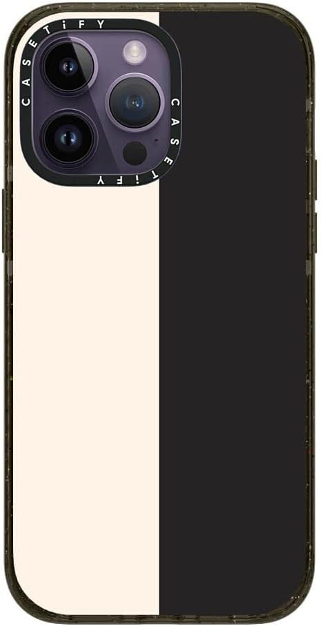 CASETiFY Impact iPhone 14 Pro Max Case [4X Military Grade Drop Tested / 8.2ft Drop Protection/Compatible with Magsafe] - White/Black Colorblock - Glossy Black