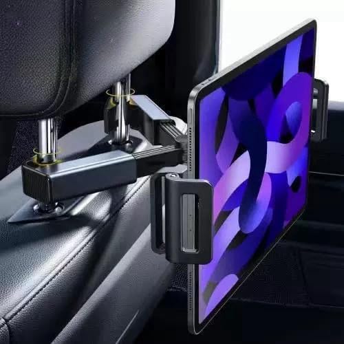 Universal Car Phone Mount - Adjustable Tablet Holder for Rear Seat Style - Fits 6-12.9 Cell Phones and Tablets