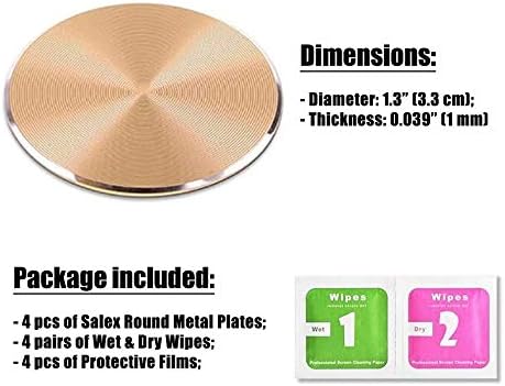 Cute Replacement Metal Plates Set 4 Pack for Magnetic Phone Holder. Kit of 4 Mix Round Discs Without Holes for Car Mount, Phone Case Back. Strong Circular 3M Adhesive Cell Phone Magnet Stickers.