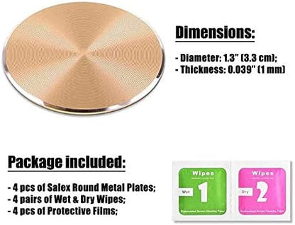 Cute Replacement Metal Plates Set 4 Pack for Magnetic Phone Holder. Kit of 4 Mix Round Discs Without Holes for Car Mount, Phone Case Back. Strong Circular 3M Adhesive Cell Phone Magnet Stickers.