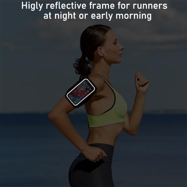 Running Phone Holder, Arm Band for Running for iPhone & Samsung Galaxy, Cell Phone Armband Holder for Walking, Gym, Workout, Men, Women, w/Adjustable Strap & Zipper Pocket (Black Heather-L)