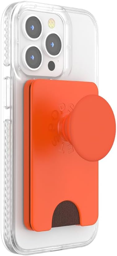 PopSockets Phone Wallet for MagSafe, Phone Card Holder with Grip, Orange - Persimmon