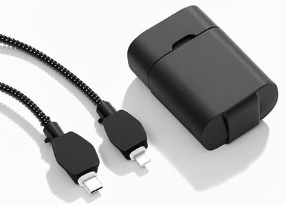 2-in-1 Power Adapter Silicone Charger Protective Case, Compatible with 18W and 20W Chargers, Fits iPhone 11, 12, 13, 14 Pro Max - 1.65 x 1.1 inches (excluding Charger) (Black)