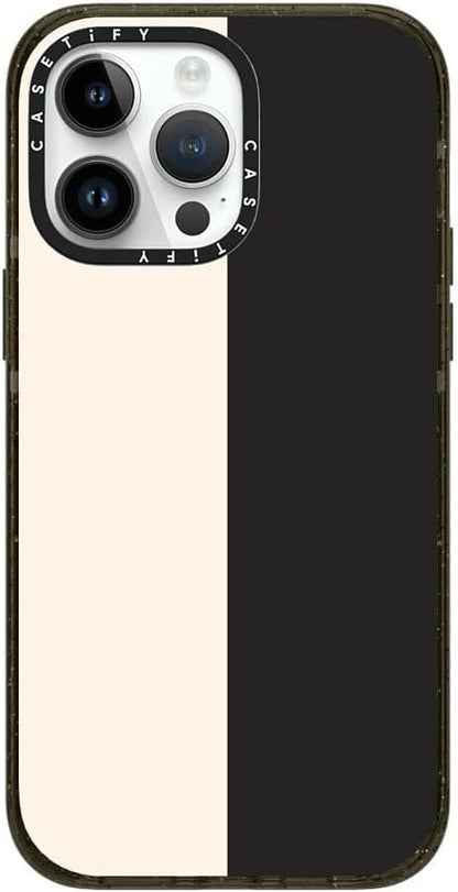 CASETiFY Impact iPhone 14 Pro Max Case [4X Military Grade Drop Tested / 8.2ft Drop Protection/Compatible with Magsafe] - White/Black Colorblock - Glossy Black
