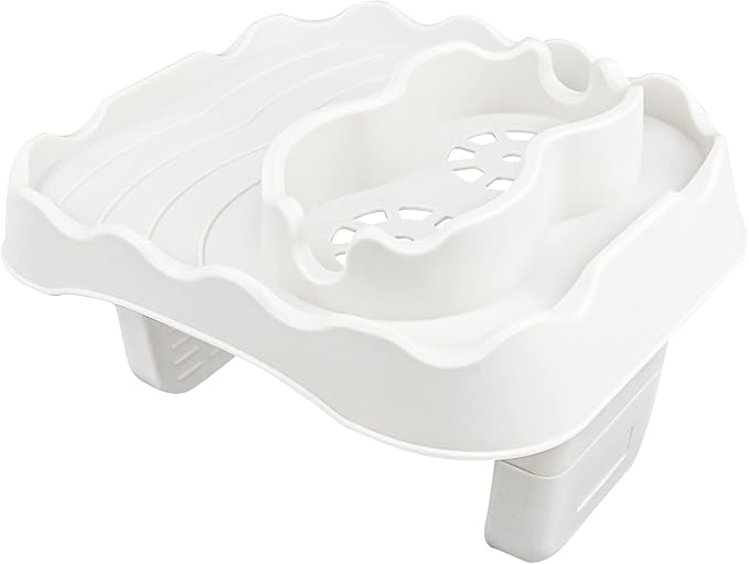 Hot Tub Side Table Tray with 2 Cup Holders, Foldable Drink Holder and Snacks Tray Outdoor Hot Tub Accessories for Inflatable Spa/Pool/Bathtub (Beige)